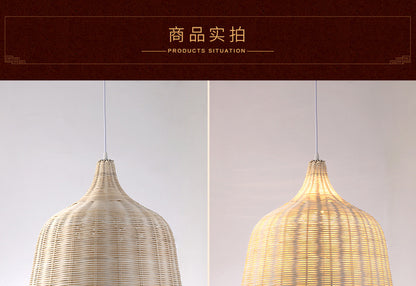 HikariNest Bamboo Pendant Lamp – Handwoven Rattan Ceiling Light