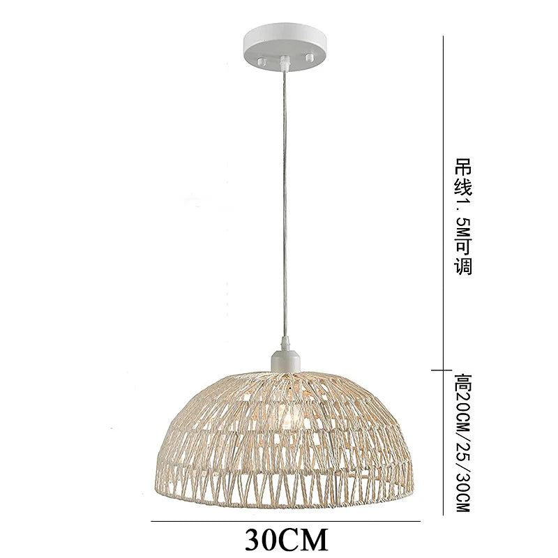 HikariWeave Pendant Light – Japanese Hemp Rope Chandelier