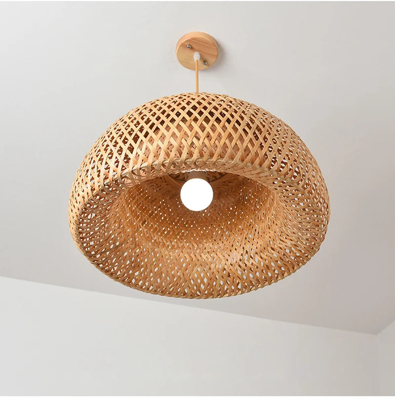 HikariNest Bamboo Pendant Lamp – Handwoven Rattan Ceiling Light