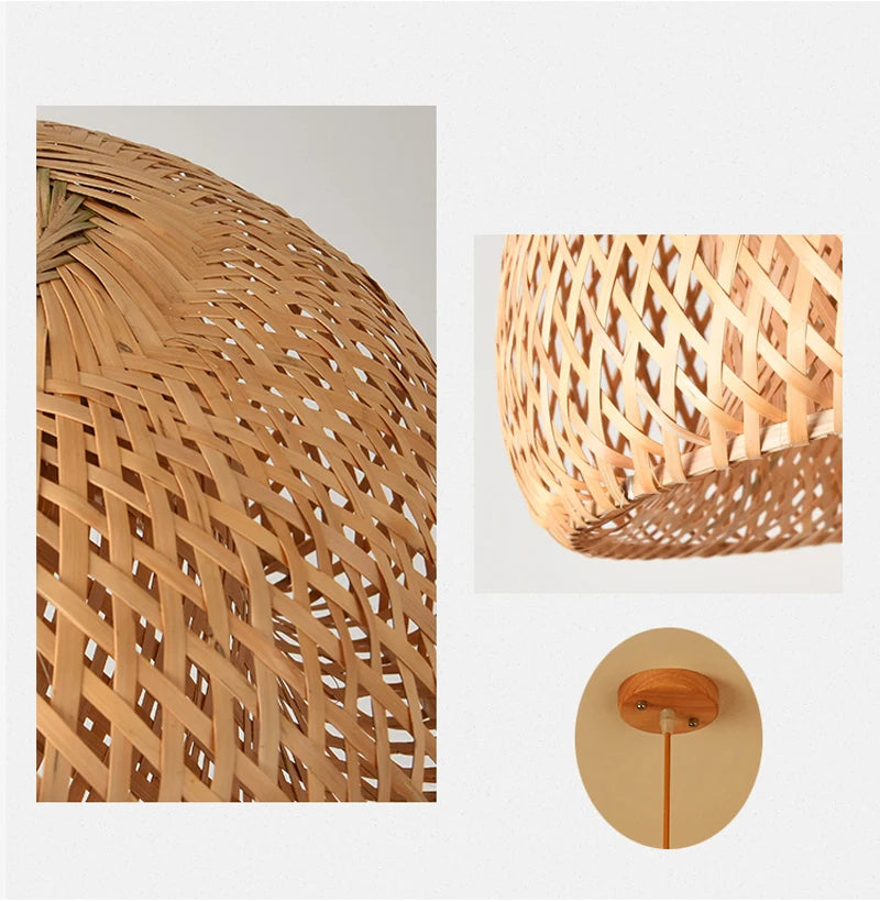 HikariNest Bamboo Pendant Lamp – Handwoven Rattan Ceiling Light