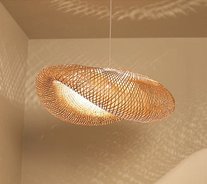 HikariNest Bamboo Pendant Lamp – Handwoven Rattan Ceiling Light