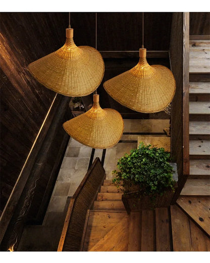 HikariNest Bamboo Pendant Lamp – Handwoven Rattan Ceiling Light