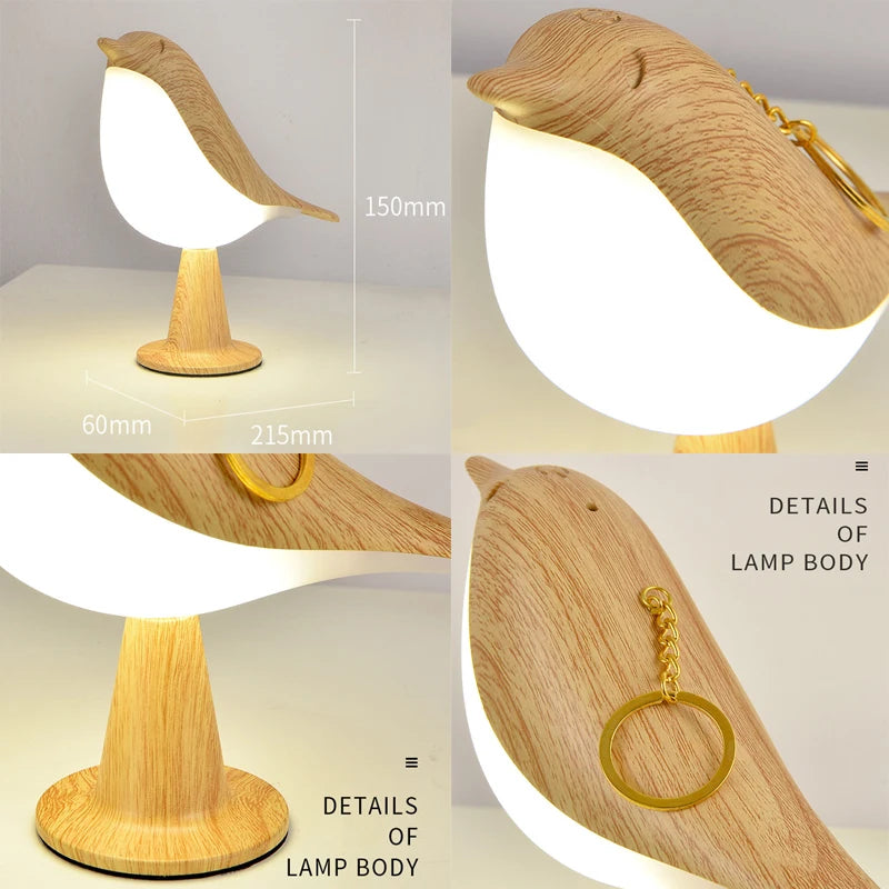 OmiBird – Wooden Bird Touch Table Lamp