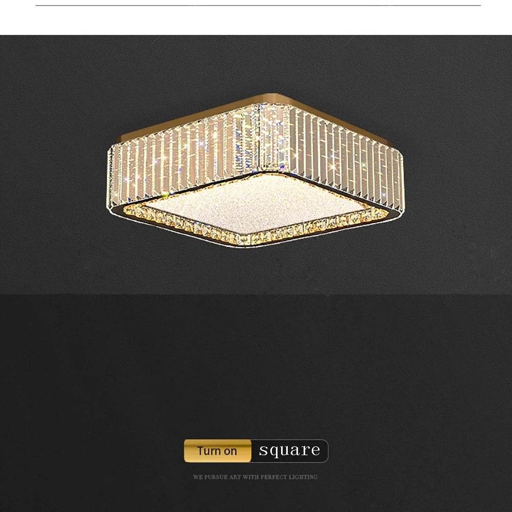 RegaliaBloom – Baby breath inspired crystal ceiling lamp with a gold finish.