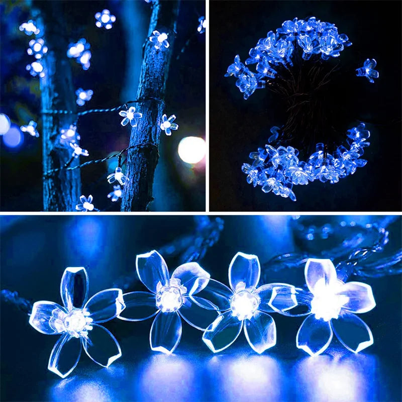 OmiFlora Solar Garden String Lights – LED Flower Garland