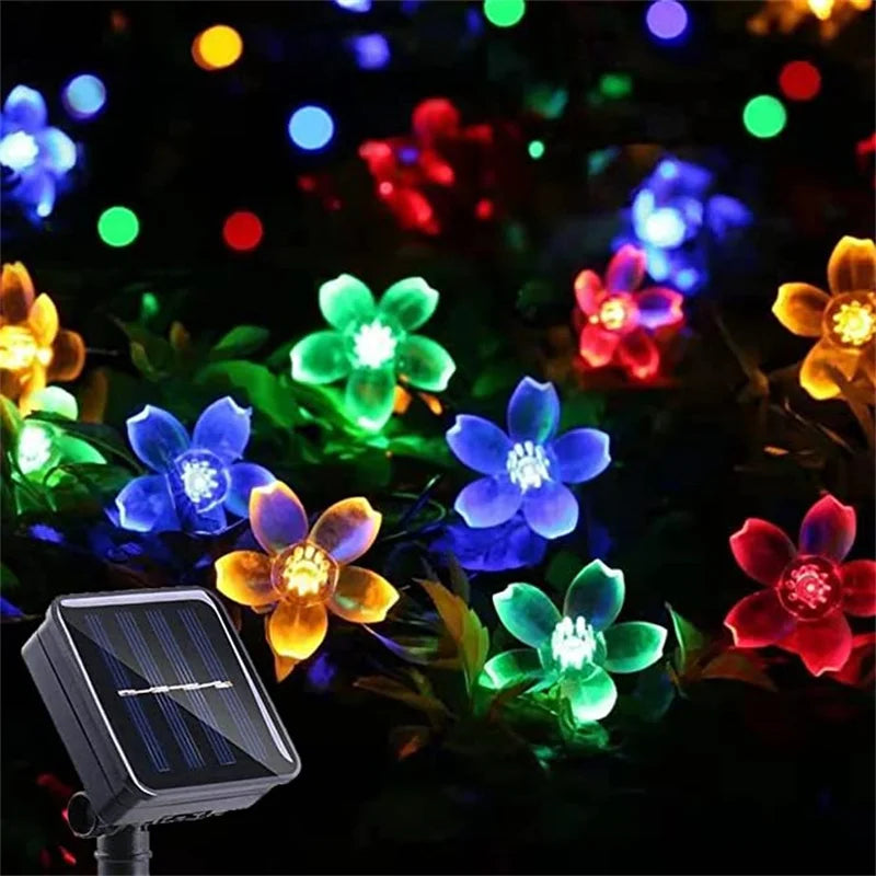 OmiFlora Solar Garden String Lights – LED Flower Garland