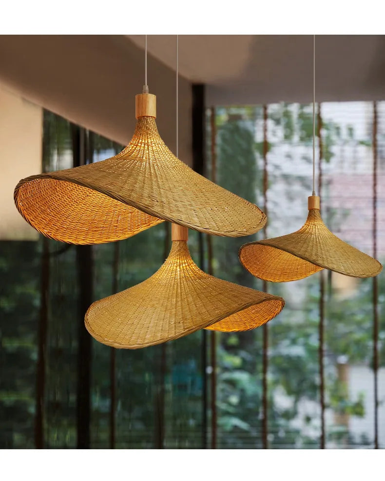 HikariNest Bamboo Pendant Lamp – Handwoven Rattan Ceiling Light