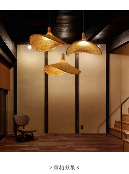 HikariNest Bamboo Pendant Lamp – Handwoven Rattan Ceiling Light