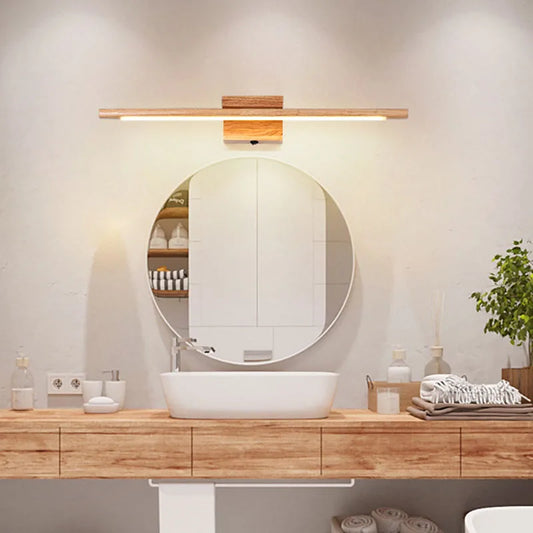 NovaReflect – Solid Wood LED Mirror Light for Modern Bathroom and Dressing Room