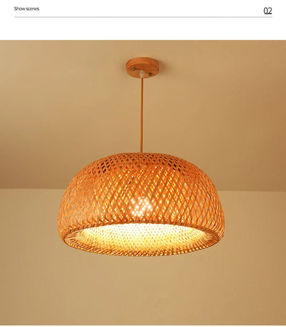 HikariNest Bamboo Pendant Lamp – Handwoven Rattan Ceiling Light