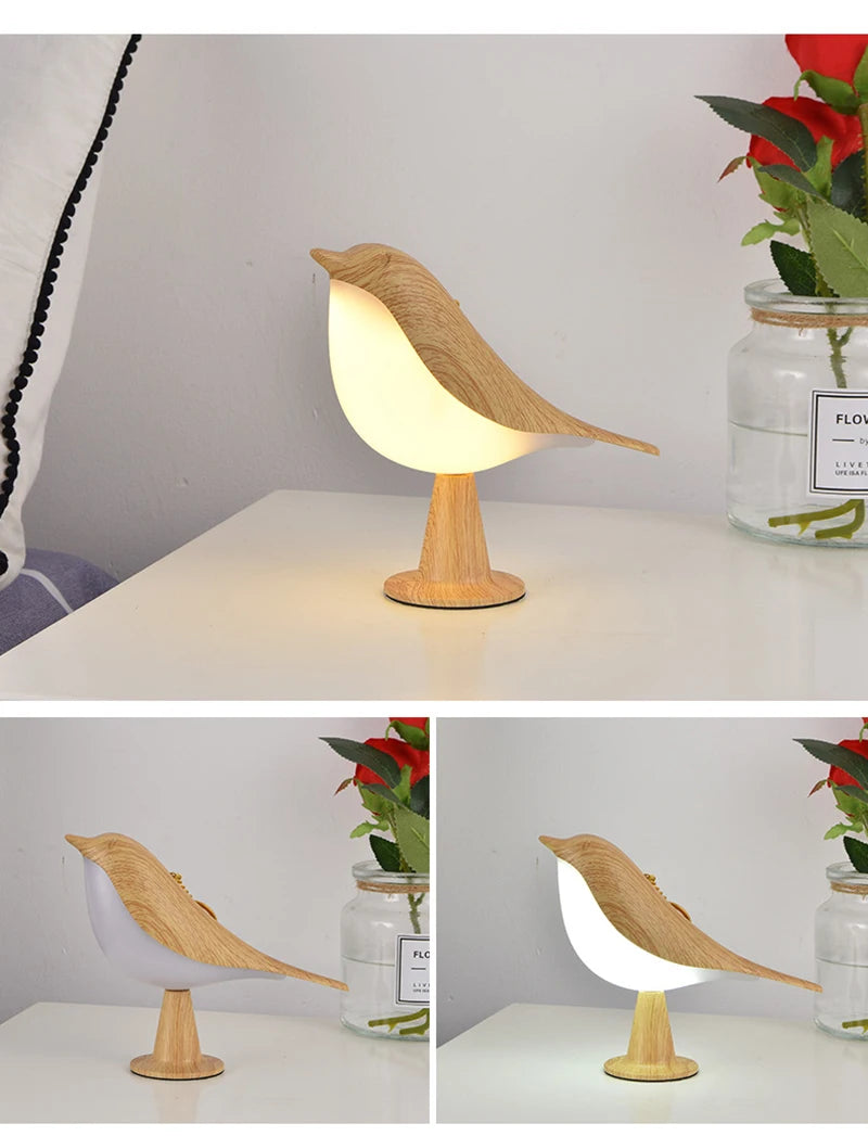 OmiBird – Wooden Bird Touch Table Lamp