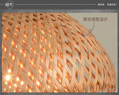 HikariNest Bamboo Pendant Lamp – Handwoven Rattan Ceiling Light