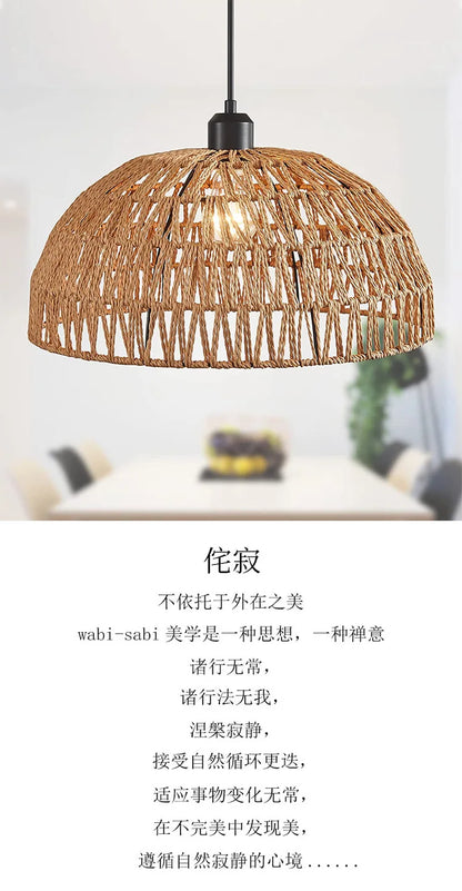 HikariWeave Pendant Light – Japanese Hemp Rope Chandelier