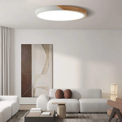 LumiSlim Ceiling Light – Ultra-Thin Wooden LED Fixture with Remote Control