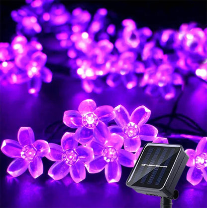 OmiFlora Solar Garden String Lights – LED Flower Garland