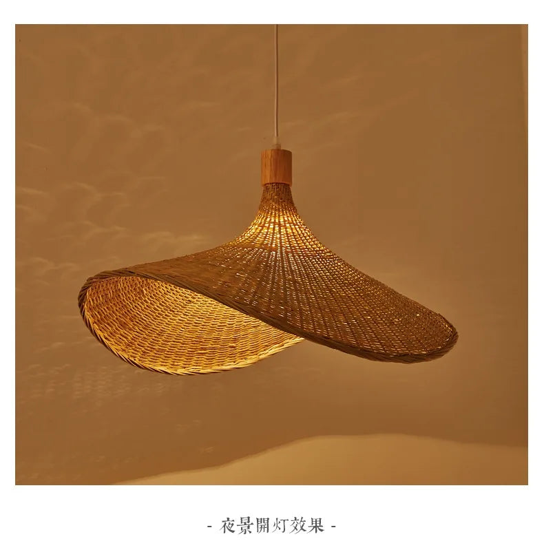 HikariNest Bamboo Pendant Lamp – Handwoven Rattan Ceiling Light