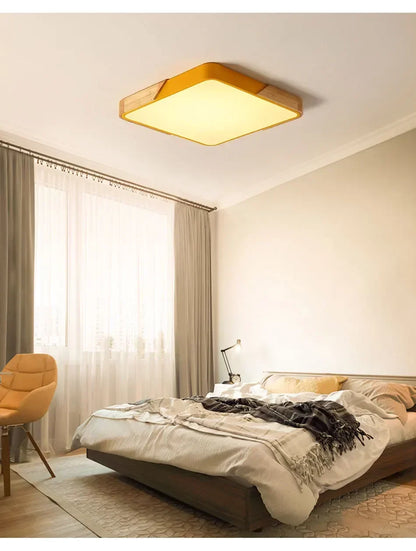 LumiSlim Ceiling Light – Ultra-Thin Wooden LED Fixture with Remote Control