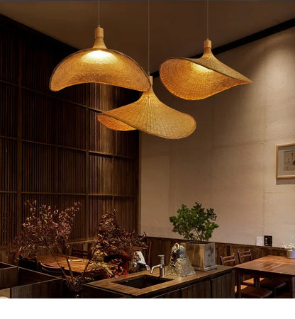 HikariNest Bamboo Pendant Lamp – Handwoven Rattan Ceiling Light