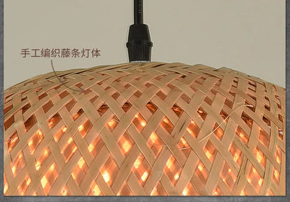 HikariNest Bamboo Pendant Lamp – Handwoven Rattan Ceiling Light