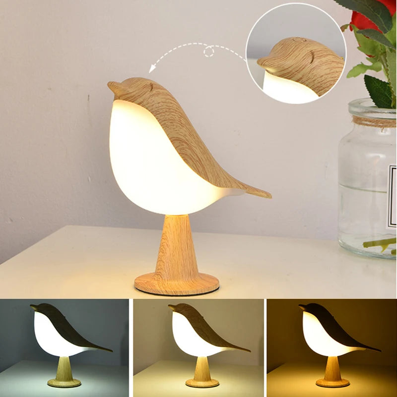 OmiBird – Wooden Bird Touch Table Lamp