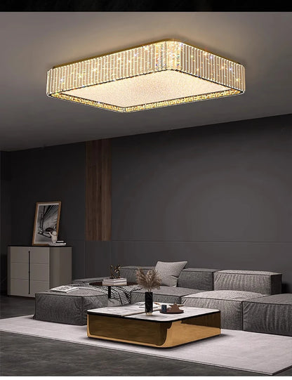 RegaliaBloom – Baby breath inspired crystal ceiling lamp with a gold finish.