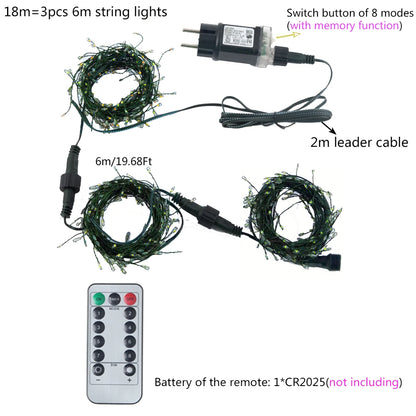 MiraCluster - LED String Lights with Green Wire for Christmas and Outdoor Decor