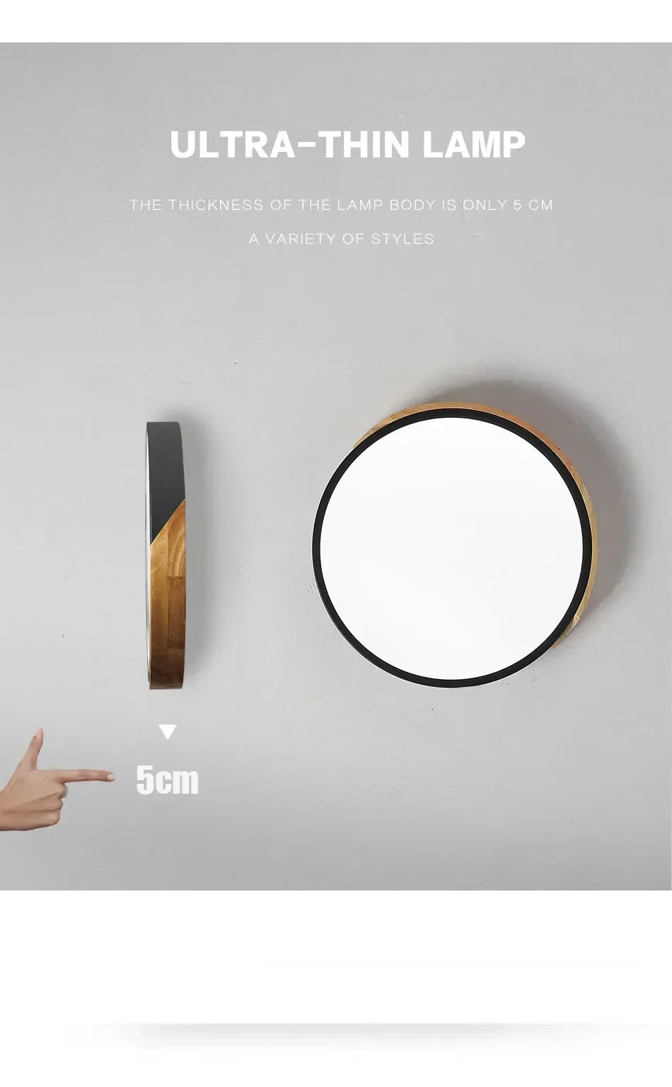 LumiSlim Ceiling Light – Ultra-Thin Wooden LED Fixture with Remote Control