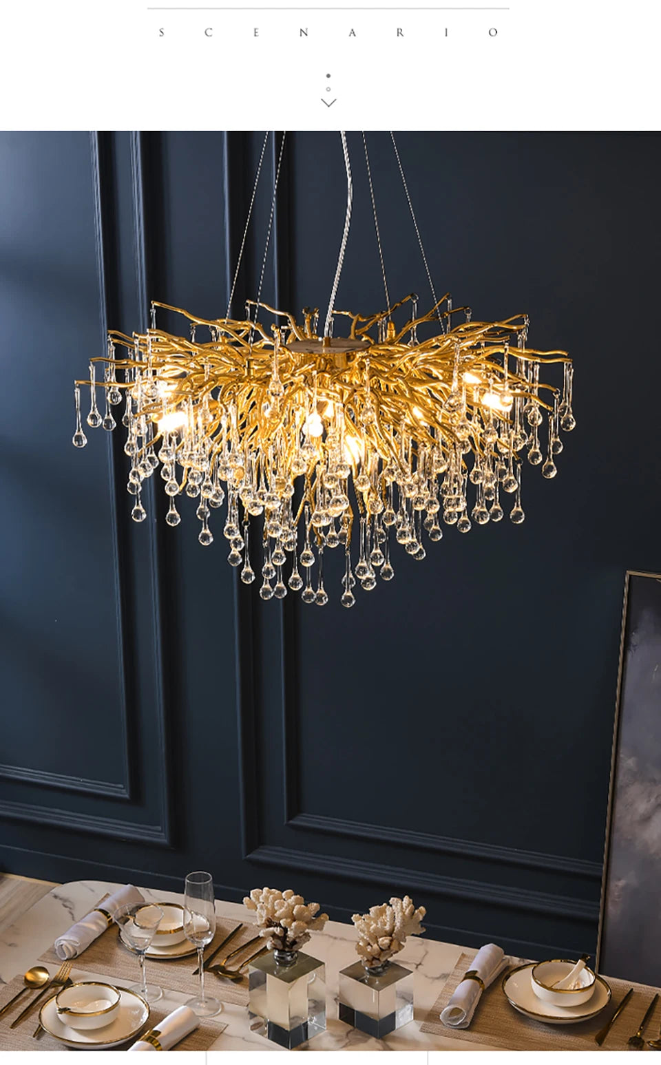 RegaliaOpal - Chrome Color - Luxury Glass Chandelier