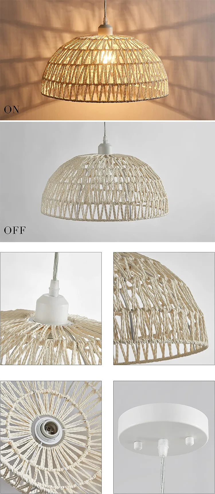 HikariWeave Pendant Light – Japanese Hemp Rope Chandelier