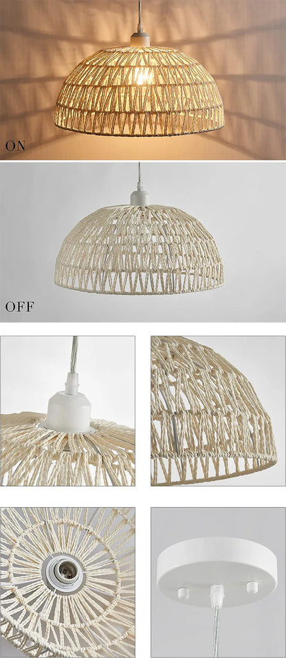 HikariWeave Pendant Light – Japanese Hemp Rope Chandelier