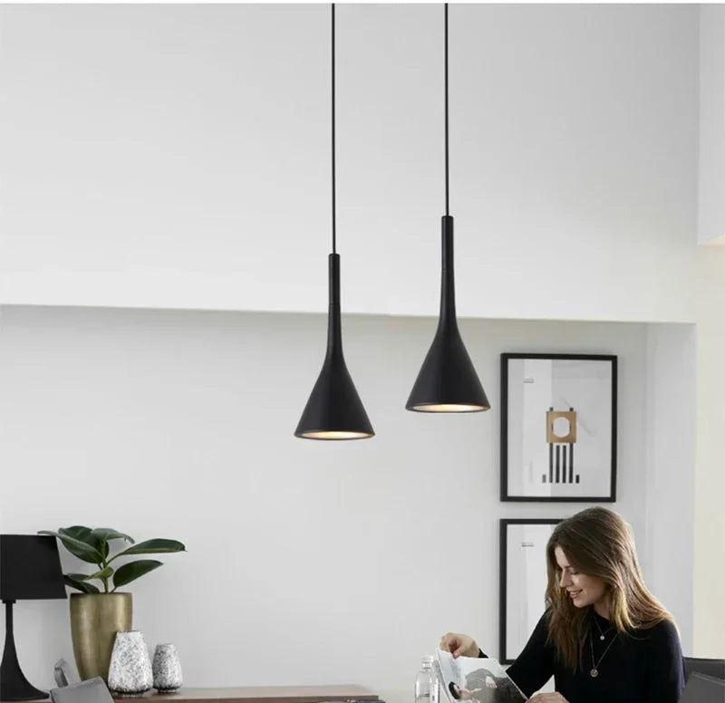 NovaPure Pendant Light – Modern Black & White LED Chandelier