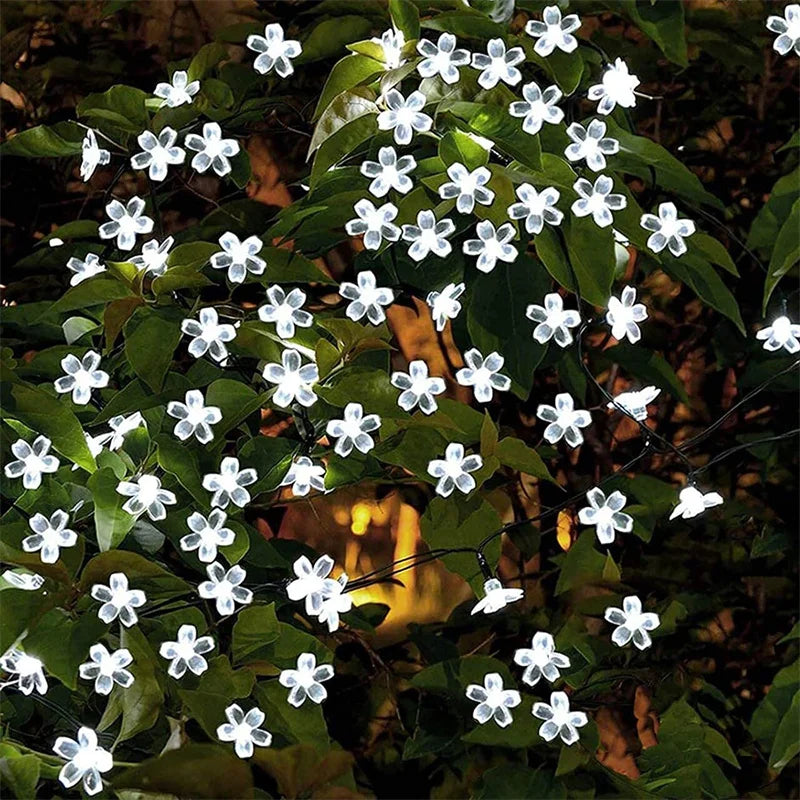 OmiFlora Solar Garden String Lights – LED Flower Garland