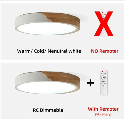 LumiSlim Ceiling Light – Ultra-Thin Wooden LED Fixture with Remote Control