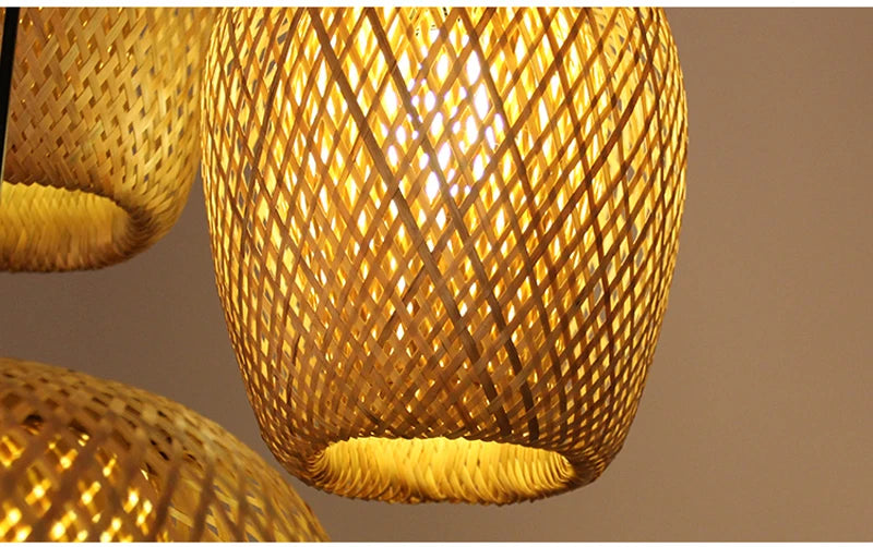 HikariNest Bamboo Pendant Lamp – Handwoven Rattan Ceiling Light