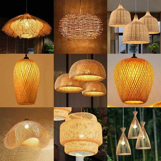 HikariNest Bamboo Pendant Lamp – Handwoven Rattan Ceiling Light