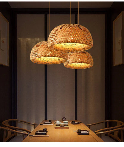 HikariNest Bamboo Pendant Lamp – Handwoven Rattan Ceiling Light