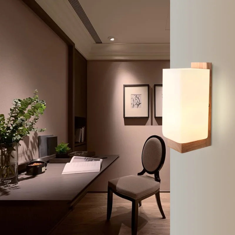 NovaGuard Wall Lamp – Solid Wood LED Light for Corridors and Bedrooms