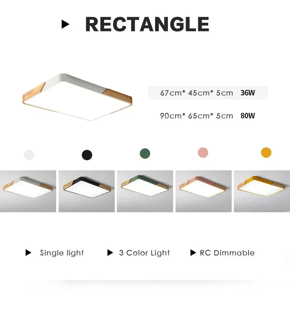 LumiSlim Ceiling Light – Ultra-Thin Wooden LED Fixture with Remote Control