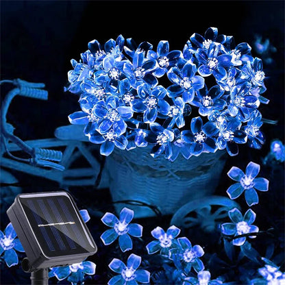 OmiFlora Solar Garden String Lights – LED Flower Garland