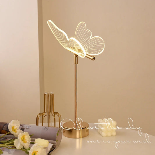 OmiFlair - Gold Acrylic Butterfly LED Table Lamp