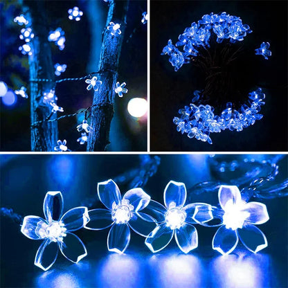 OmiFlora Solar Garden String Lights – LED Flower Garland