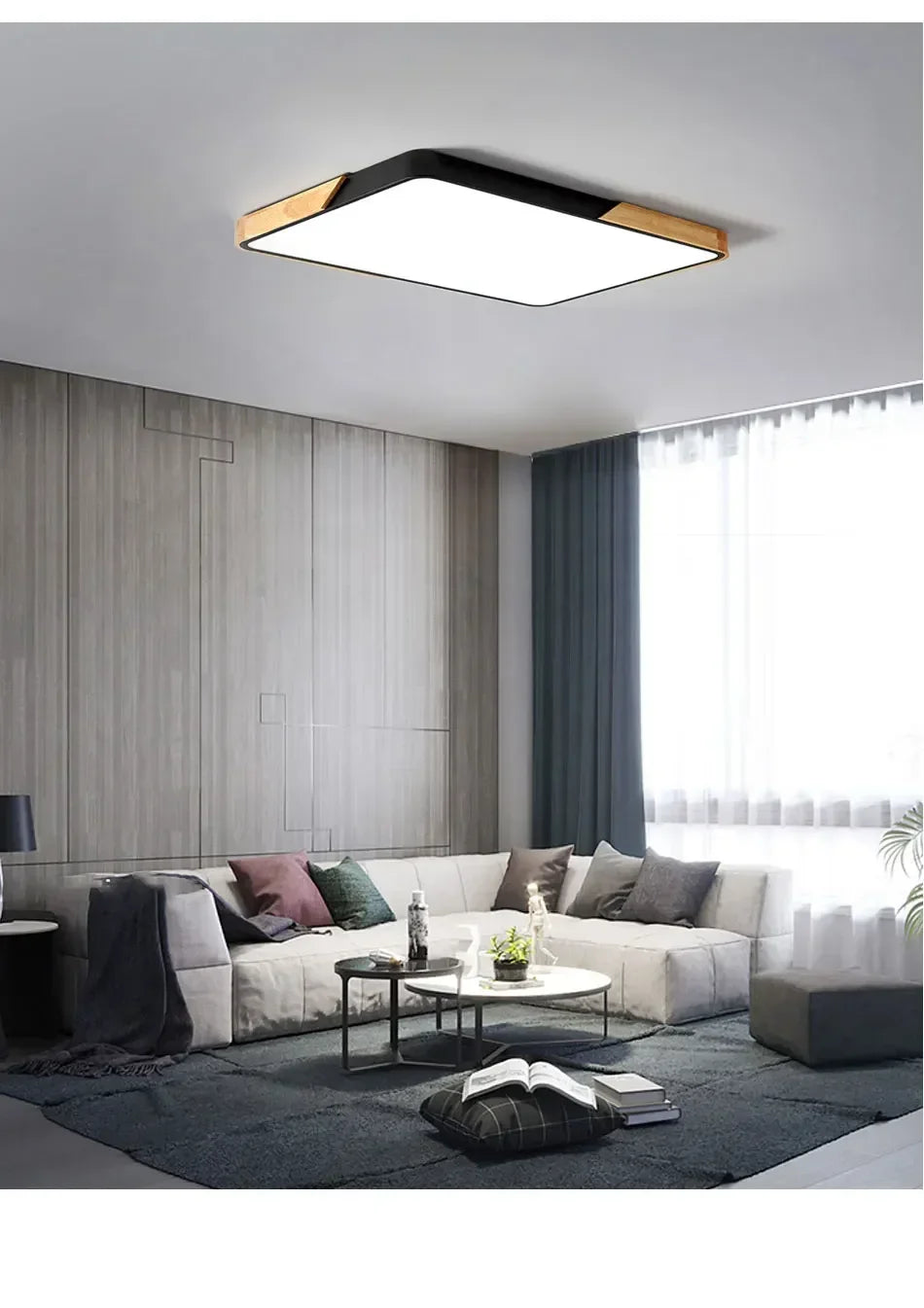 LumiSlim Ceiling Light – Ultra-Thin Wooden LED Fixture with Remote Control