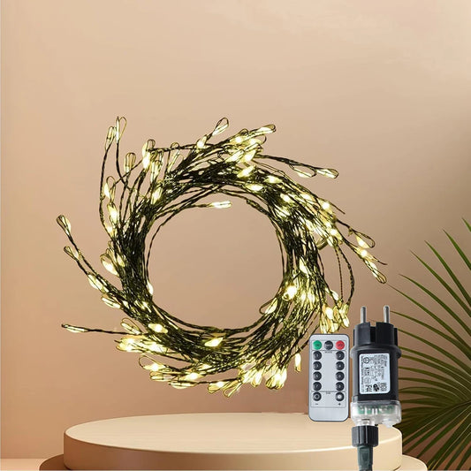 MiraCluster - LED String Lights with Green Wire for Christmas and Outdoor Decor