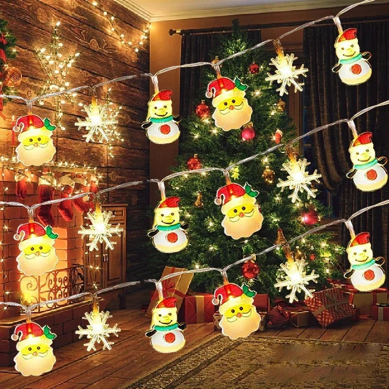 MiraGlow - Santa Claus and Snowman LED String Lights