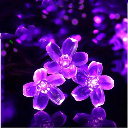 OmiFlora Solar Garden String Lights – LED Flower Garland