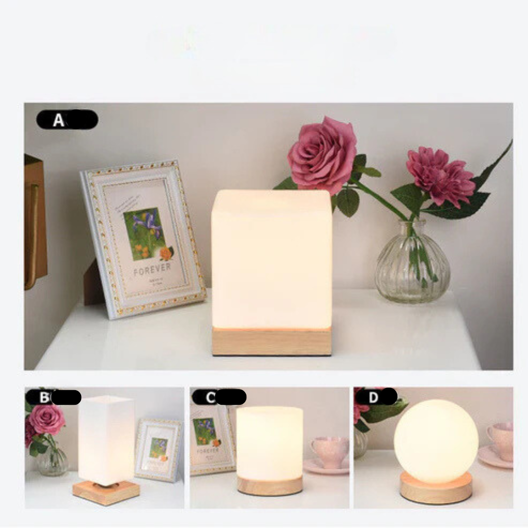 OmiCube Night Lamp – Japanese-Style Solid Wood Bedside Light